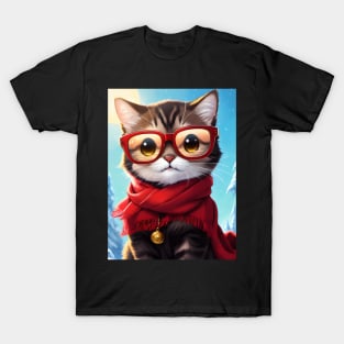 Cat in the snow - Modern digital art T-Shirt